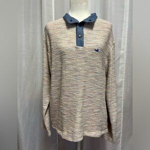 Southern Marsh Pawleys Striped Rope Pullover in White | size XS
